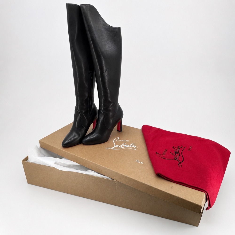 Christian Louboutin Eleonor Botta 85 Boots Womens 36.5 Black Leather Knee High